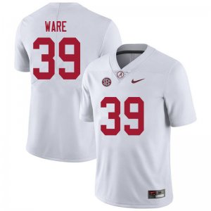 NCAA Men's Alabama Crimson Tide #39 Carson Ware Stitched College 2020 Nike Authentic White Football Jersey SV17P65GV